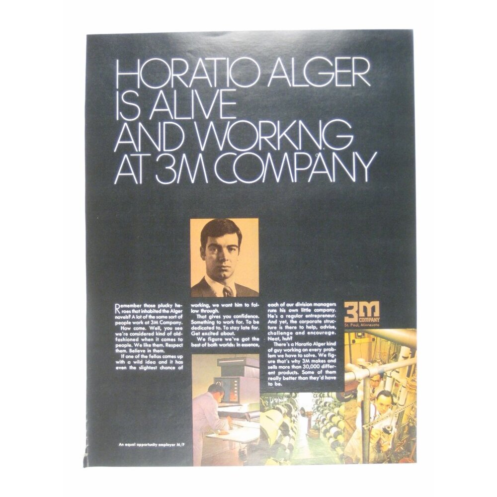 Vintage 1968 3M Company Print Ad Horatio Alger